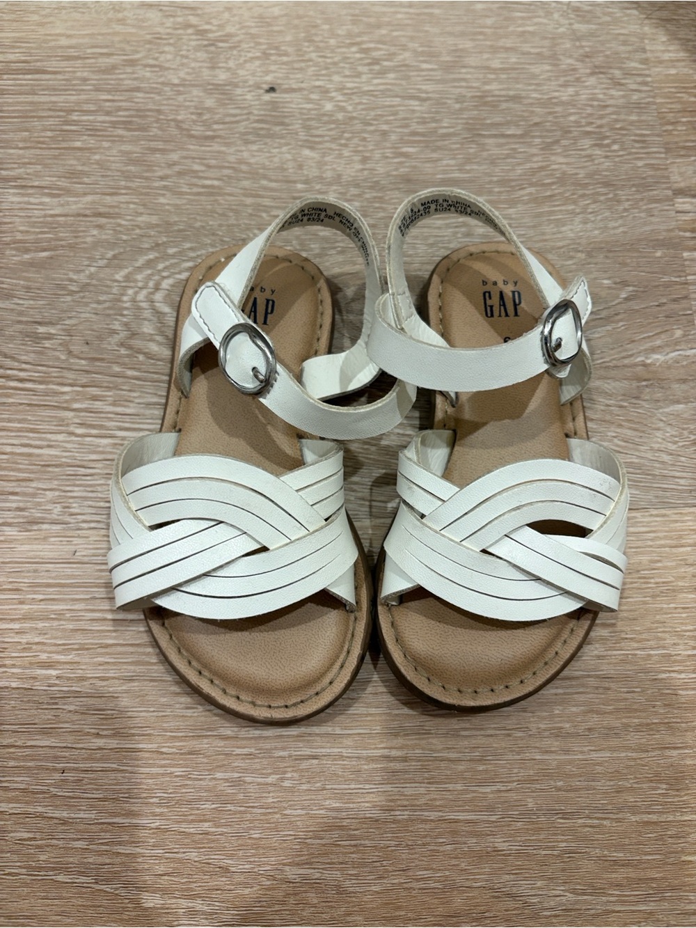 GAP Kids White Braided Leather-look Strap Sandals